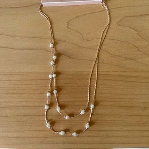 Pearl Rose Gold Double Layer Necklace
